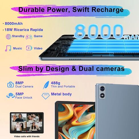 أحدث جهاز لوحي Android 14 لعام 2024، توسيع 22 جيجا+128 جيجا/1 تيرابايت، أجهزة لوحية مقاس 10 بوصات مع بطارية 8000 مللي أمبير في الساعة، ثماني النواة، نظام تحديد المواقع العالمي (GPS)، شاشة مقسمة، فتح القفل بالوجه، جهاز لوحي 2 في 1 مع لوحة مفاتيح وماوس وحاف in Saudi Arabia