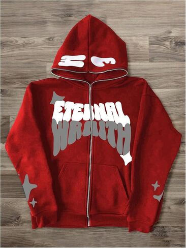 SHENHE Men's Y2k Graphic Full Zip Hoodie Star Print Streetwear Jacket Hoodie Sweatshirt in Kuwait