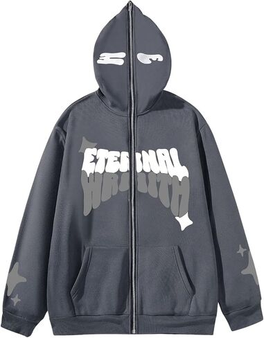 SHENHE Men's Y2k Graphic Full Zip Hoodie Star Print Streetwear Jacket Hoodie Sweatshirt in Kuwait