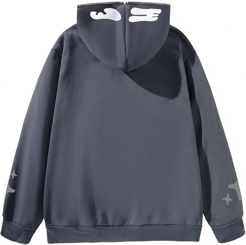 SHENHE Men's Y2k Graphic Full Zip Hoodie Star Print Streetwear Jacket Hoodie Sweatshirt in Kuwait