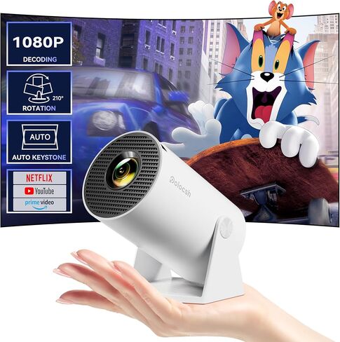 Mini Projector Built in Android TV 11.0 Portable Smart Projector with Wifi and Bluetooth 180°Rotatable 1080P Support Short Throw Outdoor Auto Keystone 40''-130'' Screen Home Theater Projector in Saudi Arabia