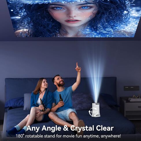 Mini Projector Built in Android TV 11.0 Portable Smart Projector with Wifi and Bluetooth 180°Rotatable 1080P Support Short Throw Outdoor Auto Keystone 40''-130'' Screen Home Theater Projector in Saudi Arabia
