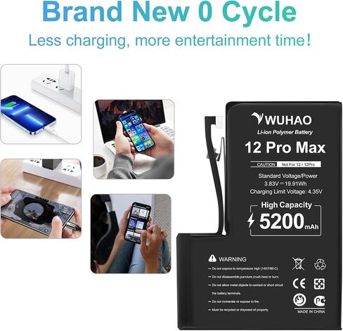 WUHAO Replacement for iPhone 14 Battery,3600mAh Upgraded Capacity for 14 A2882 A2649 A2881 A2884 A2883 Battery with Camera Lens Protector + Screws + Professional Repair Tool Kit in Saudi Arabia