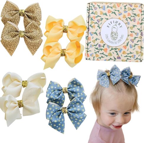 Fifi & Ry Handmade 3-Inch Hair Bows for Girls | Baby & Toddlers Hair Accessories | Premium, No Slip Clip, No Damage, No Pull Toddler Bows | Gift Set Free Palestine 4 Pack in Saudi Arabia