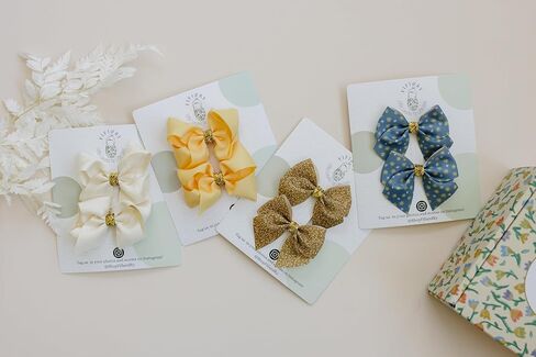 Fifi & Ry Handmade 3-Inch Hair Bows for Girls | Baby & Toddlers Hair Accessories | Premium, No Slip Clip, No Damage, No Pull Toddler Bows | Gift Set Free Palestine 4 Pack in Saudi Arabia