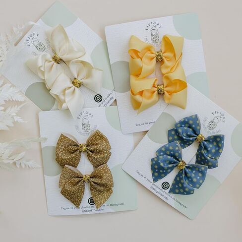 Fifi & Ry Handmade 3-Inch Hair Bows for Girls | Baby & Toddlers Hair Accessories | Premium, No Slip Clip, No Damage, No Pull Toddler Bows | Gift Set Free Palestine 4 Pack in Saudi Arabia