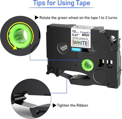 USUPERINK Compatible for Brother P-Touch TZe-531L1 TZ-531L1 TZe TZ Tape 12mm 0.47'' Black on Blue Rainbow Glitter Starry Bling Label Tape for PT-H300 PT-H300LI PT-H500LI PT-P700 PT-P710BT PT-P750W in Kuwait