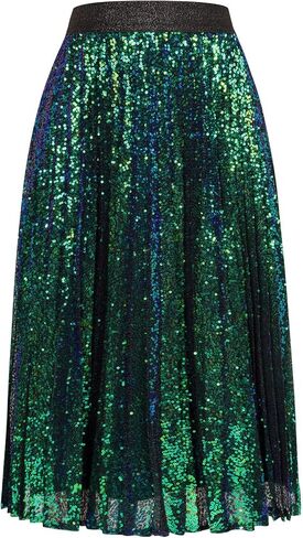 GRACE KARIN Women's Shiny Skirt for Party Pleated Swing Squin Skirts Champagne L in Saudi Arabia