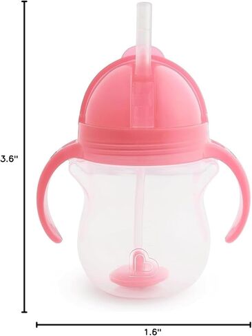 Munchkin Weighted Straw Sippy Cups for Toddlers 7oz, Leak Proof, Freezer/Dishwasher Safe, Easy to Hold-Great toddler cups with straws, Supports Straw-use Education, Straw Cups (Purple/Pink) in Kuwait