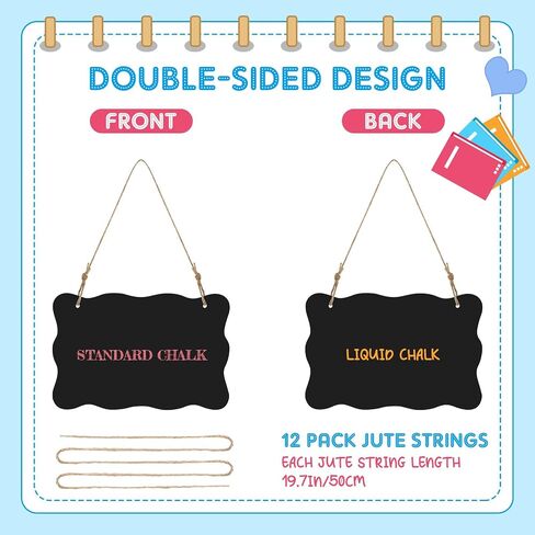12 Pcs 4 x 6 Acrylic Chalkboard Hanging Sign with Chalk Markers Chalk Board Signs with Hanging String for Wedding Kitchen Home Party Decoration (Arrow) in Saudi Arabia