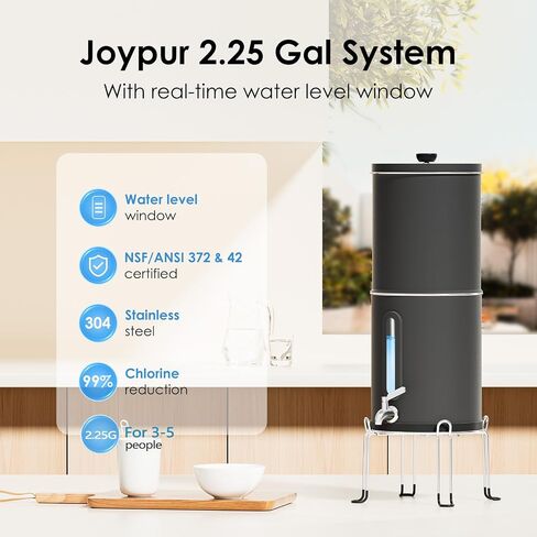 1G Gravity-fed Water Filter System - NSF/ANSI 42&372 Certified 18/8 Stainless Steel Countertop Water Filtration System - Water Level Window, Reduce 99% of Chlorine, for Camping, RVs in Saudi Arabia