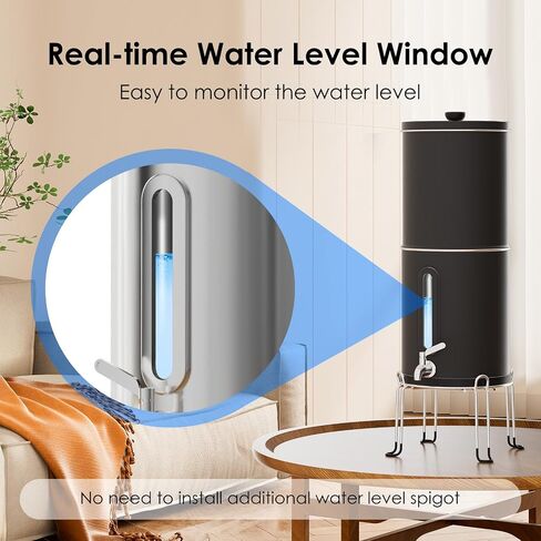 1G Gravity-fed Water Filter System - NSF/ANSI 42&372 Certified 18/8 Stainless Steel Countertop Water Filtration System - Water Level Window, Reduce 99% of Chlorine, for Camping, RVs in Saudi Arabia