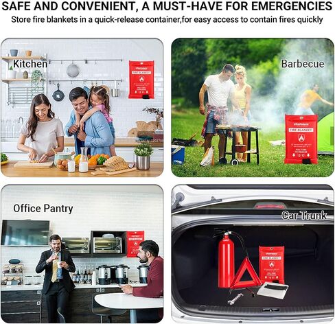 Heavy-Duty Emergency Fire Blanket for Home and Kitchen- 1 Pack - 40" x 40" Fire Extinguishing Blanket, Class K Fire Blanket for Kitchen,Fiberglass Fire Blanket for Home in Saudi Arabia