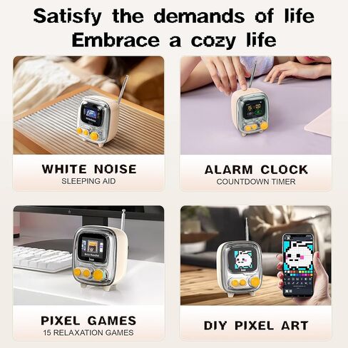 Divoom Tiivoo-2 Retro Bluetooth Speaker with FM Radio,Pixel Art Portable Mini Cute Wireless Small Speaker,Vintage Decor Suitble for Party Office Desk Home Bedroom Kitchen,Pink in Kuwait