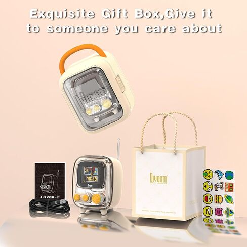 Divoom Tiivoo-2 Retro Bluetooth Speaker with FM Radio,Pixel Art Portable Mini Cute Wireless Small Speaker,Vintage Decor Suitble for Party Office Desk Home Bedroom Kitchen,Pink in Kuwait