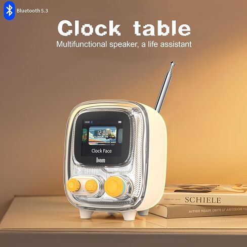 Divoom Tiivoo-2 Retro Bluetooth Speaker with FM Radio,Pixel Art Portable Mini Cute Wireless Small Speaker,Vintage Decor Suitble for Party Office Desk Home Bedroom Kitchen,Pink in Kuwait