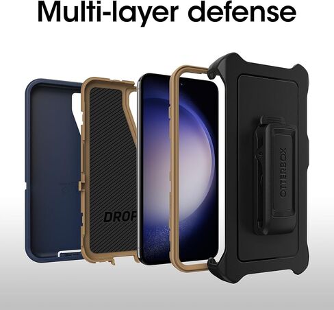 OtterBox Galaxy S23 (فقط) - حافظة سلسلة Defender - سوداء، متينة ومتينة - مع حماية للمنافذ - تتضمن مسند بمشبك الحافظة - عبوة غير مخصصة للبيع بالتجزئة in Kuwait