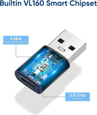 محول USB C أنثى إلى USB ذكر (5 جيجابت في الثانية، 5 حزم)، محول USB C إلى USB OTG - رمادي in Kuwait