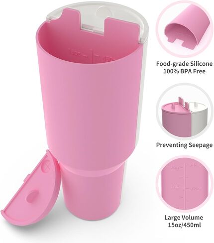 2 in 1 Drink Separator Compatible with Stanley 40 oz cup, Tumbler Accessories for Stanley 40 oz, Silicone Cup Divider for Stanley, Reusable Insert Divider with Lid for Coffee, Juice, Cocktail, Whiskey in Saudi Arabia