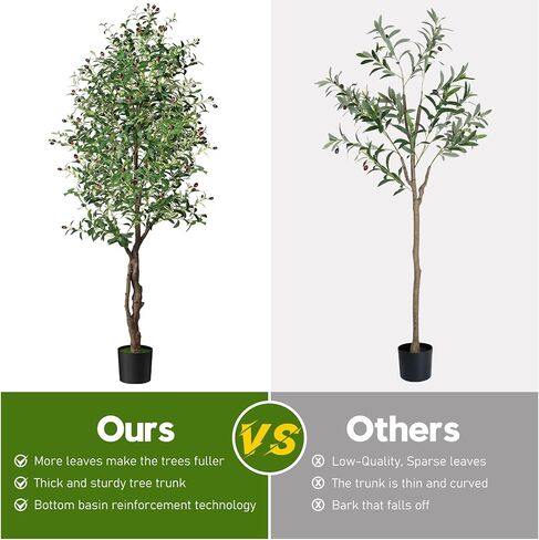 Artificial Olive Tree, 6ft Tall Faux Silk Plant Artificial Tree in Indoor Potted Oliver Branch Leaves and Fruits for Home Room Office Decor and Housewarming Gift (72in) in Saudi Arabia
