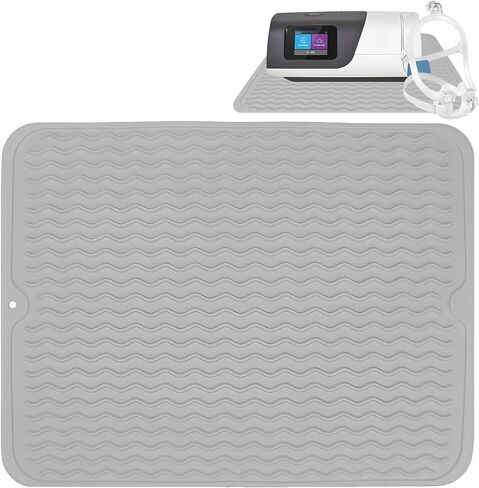 CPAP Silicone Protector Mat, Waterproof Protector Mat for CPAP Machine, Nightstand Non-Slip Protector Mat Protect CPAP Against Water Spills, Heat Damage, Vibration and Scratches (Dark Gray) in Saudi Arabia