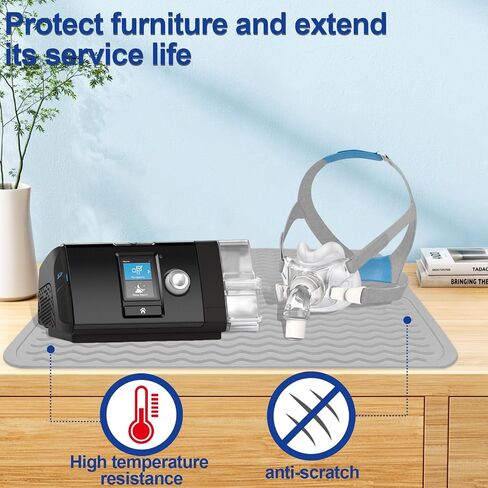 CPAP Silicone Protector Mat, Waterproof Protector Mat for CPAP Machine, Nightstand Non-Slip Protector Mat Protect CPAP Against Water Spills, Heat Damage, Vibration and Scratches (Dark Gray) in Saudi Arabia