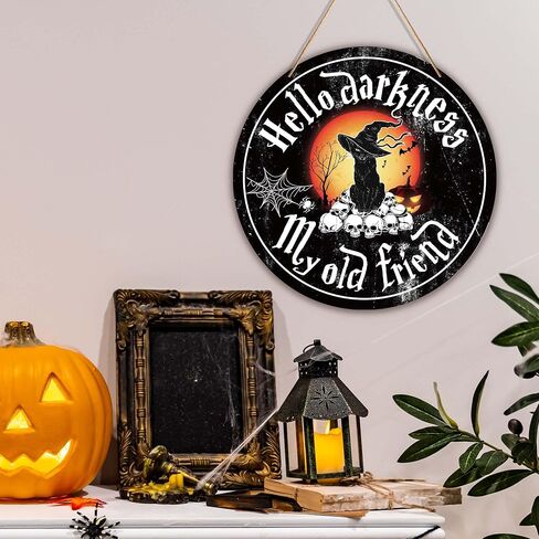 Happy Halloween Signs, Halloween Cat Decor, Cute Halloween Decor, 9.84"/25Cm Round Halloween Wall Door Decor, Halloween Decorations for Bathroom, Living Room, Kitchen, Coffee Bar, Wedding-A14 in Saudi Arabia
