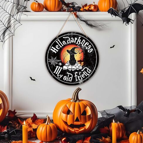 Happy Halloween Signs, Halloween Cat Decor, Cute Halloween Decor, 9.84"/25Cm Round Halloween Wall Door Decor, Halloween Decorations for Bathroom, Living Room, Kitchen, Coffee Bar, Wedding-A14 in Saudi Arabia