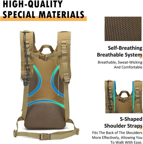 Tactical Hydration Packs Backpack, Lightweight Water Bag Hydration Pack Hiking Backpack with for Men Women, Heavy Duty Molle Water Backpack for Cycling, Running, Hunting, Fishing - Black in Saudi Arabia