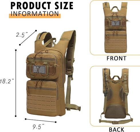 Tactical Hydration Packs Backpack, Lightweight Water Bag Hydration Pack Hiking Backpack with for Men Women, Heavy Duty Molle Water Backpack for Cycling, Running, Hunting, Fishing - Black in Saudi Arabia