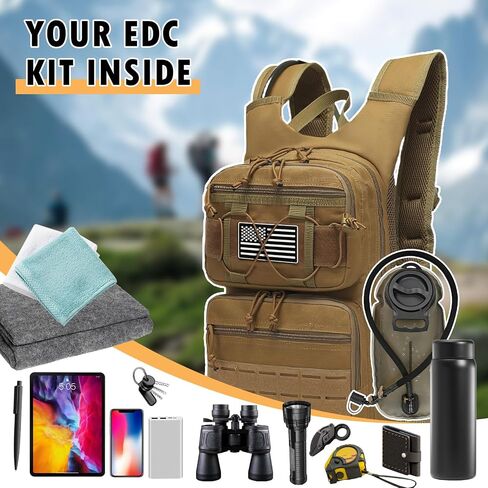 Tactical Hydration Packs Backpack, Lightweight Water Bag Hydration Pack Hiking Backpack with for Men Women, Heavy Duty Molle Water Backpack for Cycling, Running, Hunting, Fishing - Black in Saudi Arabia