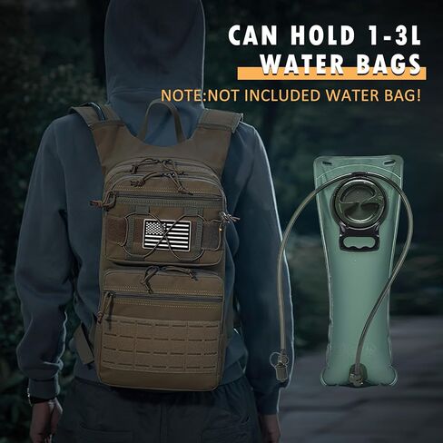 Tactical Hydration Packs Backpack, Lightweight Water Bag Hydration Pack Hiking Backpack with for Men Women, Heavy Duty Molle Water Backpack for Cycling, Running, Hunting, Fishing - Black in Saudi Arabia