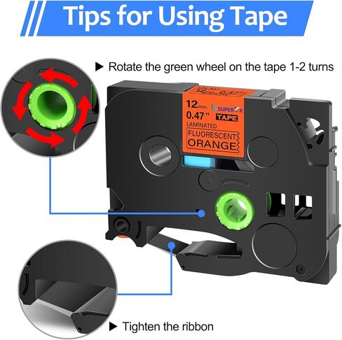 USUPERINK 1PK Compatible for Brother P-Touch Label Maker Tape TZe-C31 TZ-C31 TZeC31 TZC31 Black on Fluo Yellow 12mm 1/2 inch 0.47'' x 16.4ft Laminated TZe TZ Label Tape for PT-D210 D400 D600 H100 H110 in Kuwait