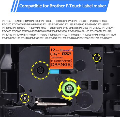 USUPERINK 1PK Compatible for Brother P-Touch Label Maker Tape TZe-C31 TZ-C31 TZeC31 TZC31 Black on Fluo Yellow 12mm 1/2 inch 0.47'' x 16.4ft Laminated TZe TZ Label Tape for PT-D210 D400 D600 H100 H110 in Kuwait