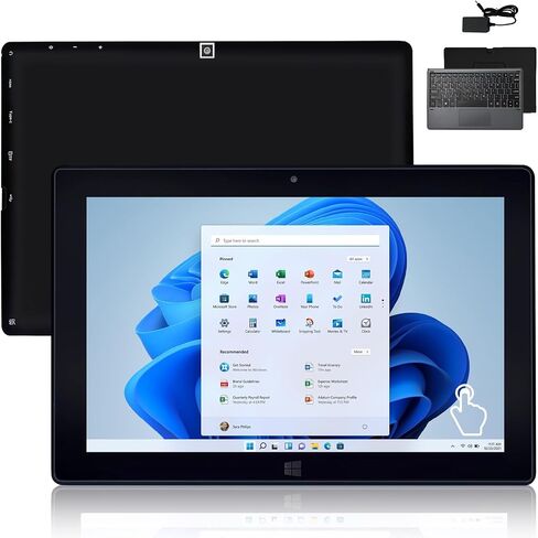 Windows Tablet, 2 in 1 10.1 Inch Windows 11 Pro Tablet PC, 8GB RAM 128GB Storage, Intel J3455 Quad-Core CPU, 1920x1200 IPS FHD Touchscreen, with Mini HDMI/WiFi/Bluetooth/Keyboard/USB/Dual Cameras in Saudi Arabia