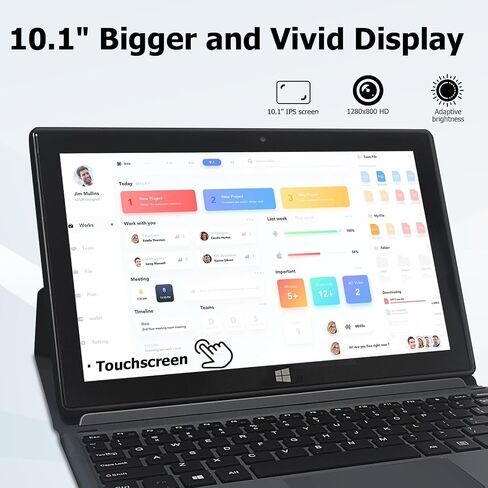Windows Tablet, 2 in 1 10.1 Inch Windows 11 Pro Tablet PC, 8GB RAM 128GB Storage, Intel J3455 Quad-Core CPU, 1920x1200 IPS FHD Touchscreen, with Mini HDMI/WiFi/Bluetooth/Keyboard/USB/Dual Cameras in Saudi Arabia