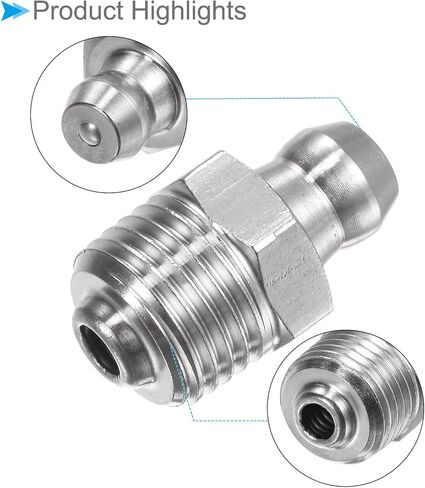 تركيب شحم مستقيم من الفولاذ المقاوم للصدأ 304، | M8x1mm متري | حلمة الشحم الهيدروليكي - (الاستخدامات: لاستبدال تركيب الزيت المفقود أو المكسور)، 5 قطع in Saudi Arabia