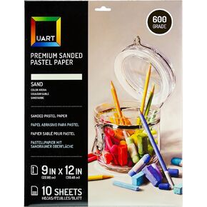 Uart Sanded Pastel Art Paper, Off-White, Mulitple Sizes and Grits, 10 Sheet Packs (Grade 400, 9" x 12")