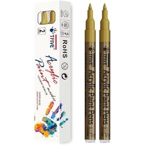 TFIVE White Paint Marker Paint Pens - 2 Pack Acrylic Permanent Marker, 0.7mm Extra Fine Tip Paint Pen for Art Projects, Drawing, Rock Painting, Ceramic, Glass, Wood, Plastic, Metal, Canvas DIY Crafts