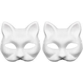 Aqearl Unpainted Masquerade Mask DIY Paper Mache Mask White Craft Mask Pulp Blank Paintable Mask for Halloween Costume