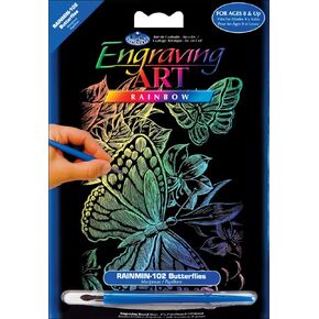 Royal Brush RAINMIN102 Engraving Rainbow Mini Butterflies, Multicolor
