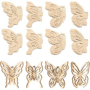 DIY 3D Flower Spring Wood Crafts to Paint for Kids Adults, Paintable Unfinished Wooden Slices for Craft, Flowers Cutouts Ornaments for Painting Decorations (24 PCS)