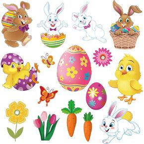 57 Pcs Easter Paper Cutouts Animals Cut Out Double Sided Colorful Bunny Egg Chick Butterfly Cut Outs for Easter Theme Party Decorations Classroom Bulletin Board Signs DIY Home Supplies, 16 Designs in Saudi Arabia