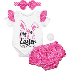 My 1st Easter Day Outfit for Infant Baby Girl Easter Outfit Baby Girl Clothes Cute Bunny Skirt Set 0-18 Months