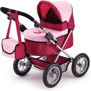 Bayer Design Baby Doll Trendy Pram - Bordeaux, Red and Pink