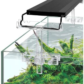 Aquarium Light Holder Adjustable, Clear Acrylic Fish Tank LED Light Riser Stand Aquarium Lamp Brackets Kit 2pcs Transparent Support for Width 2.34-4.7 Inches Light with Extendable Bracket