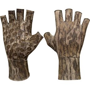 Mossy Oak Fingerless Camo Hunting Gloves | Lightweight & Breathable Stretch Material with Textured Palm Grip | Turkey Hunting & Bow Hunting Gloves for Men & Women