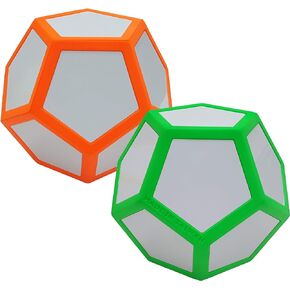 Macro Giant 6.7 Inch Dry Erase Polyhedral Foam Dice, Jumbo, Set of 2, Neon Orange, Neon Green, 12-Sided, White Board, Parenting Activity, Kid Toy, Preschool, Math Learning, Team Games