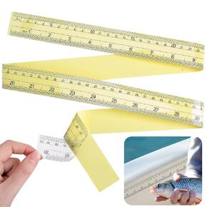 12 Pcs Transparent Fish Rulers Stickers- 39" Self Adhesive Fish Measuring Tape- Waterproof Double Scale Decal Tape Measure for Fishing, Boat, Kayak, Net