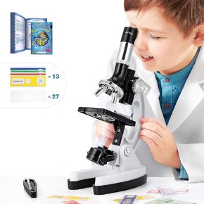 62-pcs Microscope for Kids 5-7 8-12, Kids Microscope Kit with 13 Prepared & 27 Blank Slides, Science Experiments Kits STEM Toys for Kids 3 4-6 7 8 9 10 11 12 Christmas Birthday Gifts 2024